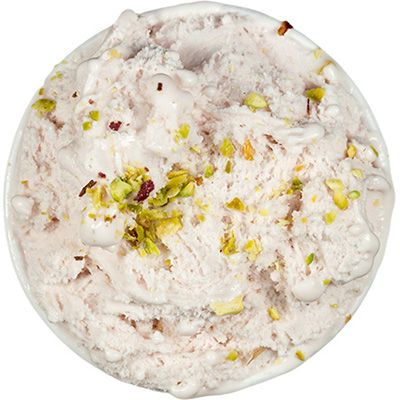 Mascarpone raspberry with toasted pistachio